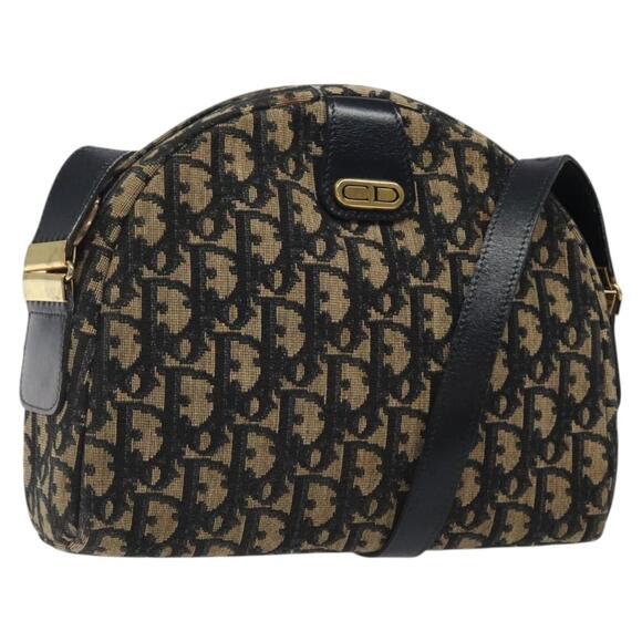 DIOR Trotter Canvas Shoulder Bag Navy Gold - Picture 1 of 16